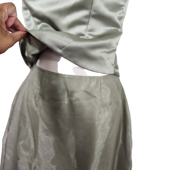 2 pc Bill Levkoff Green Sleeveless Formal Party Dress Gown Women Size 6 - Picture 4 of 9